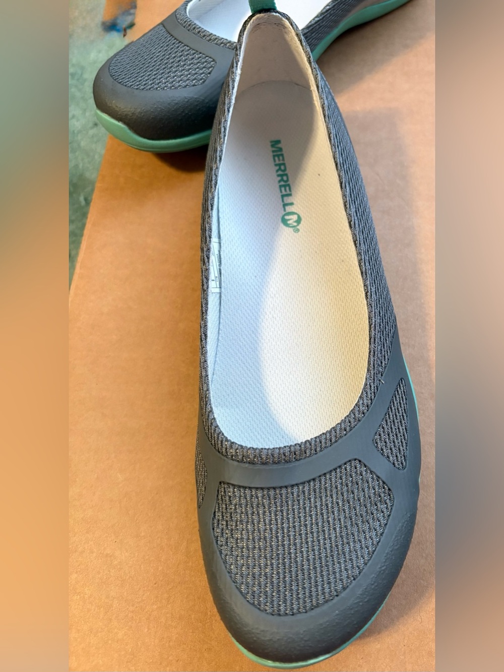 Merrell Castle Rock Slip On Flat Shoe Teal Gray